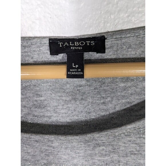 Talbots Women's Gray Heather Long Sleeve Round Neck Pullover T-Shirt Size LP N67 - Picture 3 of 8